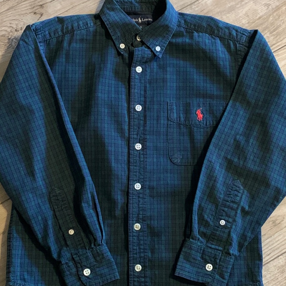 Boy’s Ralph Lauren Green & Blue Button Down